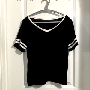 Black Vneck Short Sleeve Shirt